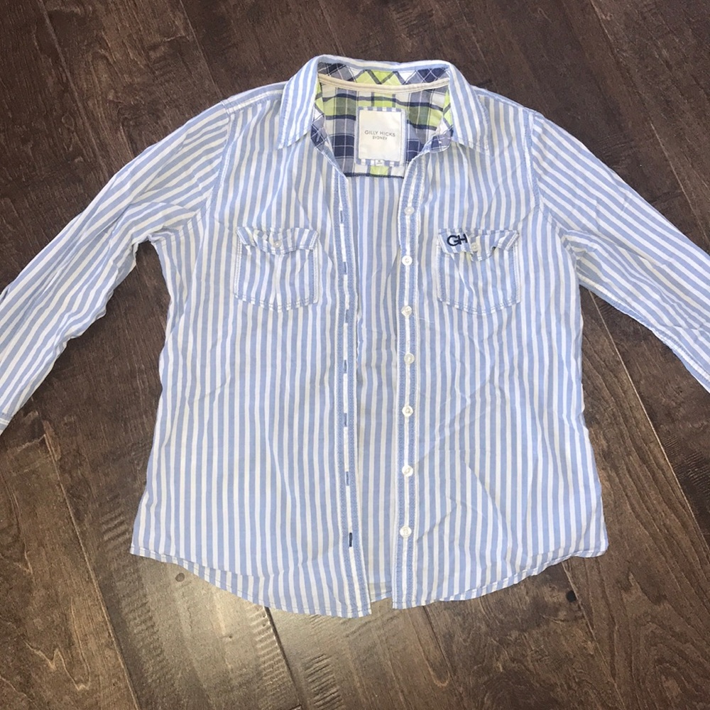 Light blue and white striped Gilly Hicks button up